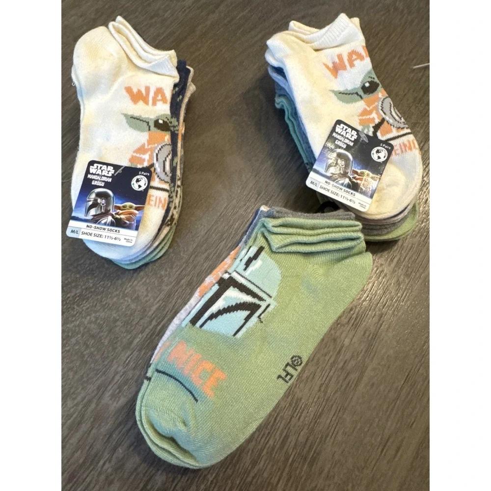 Star Wars Mandalorian Grogu Kids No Show Socks 5 Pair Pack Size M/L 11.5-6.5